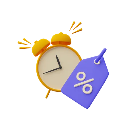 Clock With Discount Tag Download This Item Now 3D Icon