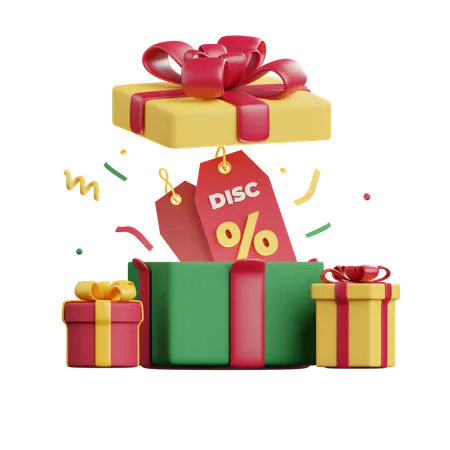 Discount Gift Box  3D Icon