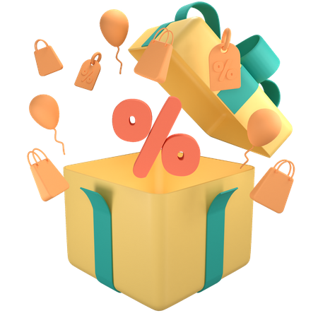 Discount Gift Box  3D Icon