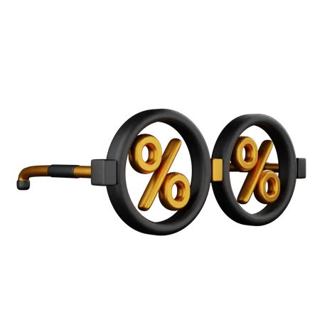 Glasses And Percent Symbol 3 D Rendered And Graphic 3D Icon