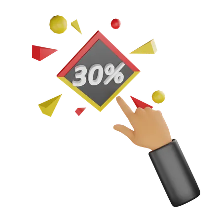 Discount Hand Gesture 30 Percentage  3D Icon