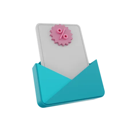 Discount Mail  3D Icon