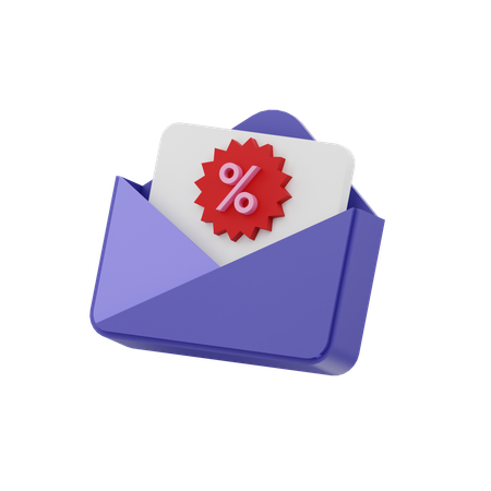 Discount Mail  3D Icon