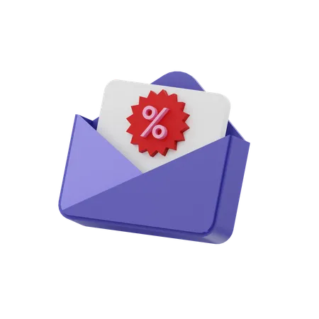 Discount Mail  3D Icon