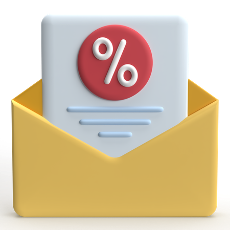 Discount Mail  3D Icon