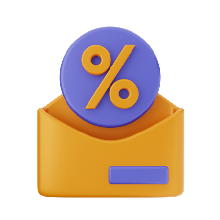 Discount Mail  3D Icon