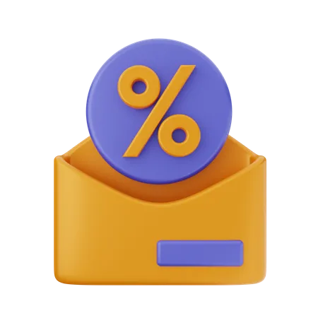 Discount Mail  3D Icon