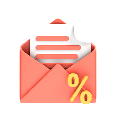 Discount Mail  3D Icon