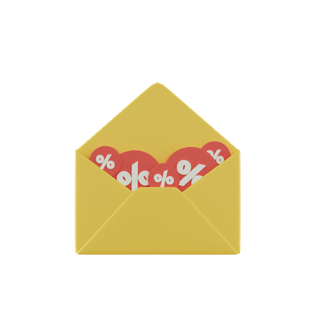 Discount Mail  3D Icon