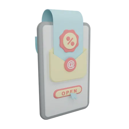 Discount Mail  3D Icon