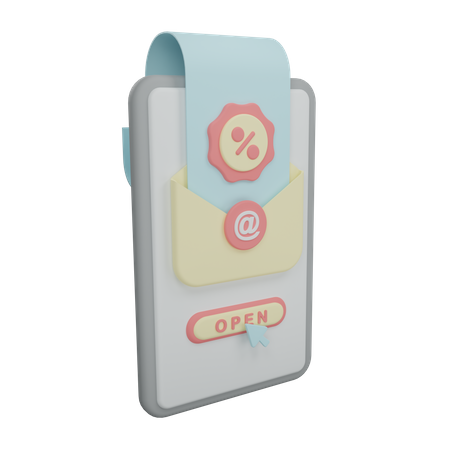 Discount Mail  3D Icon
