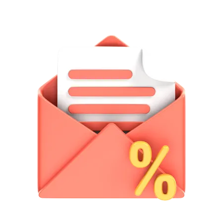 Discount Mail  3D Icon