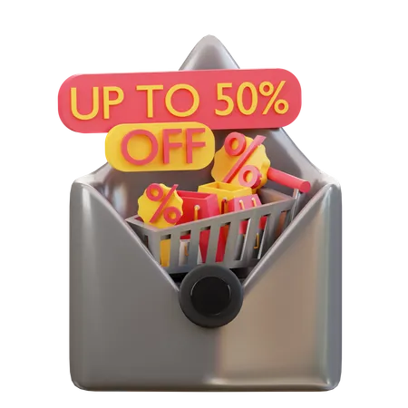 3 D Email Containing Promotion And Discount Icon 3D Icon