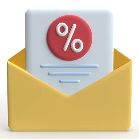 Discount Mail  3D Icon