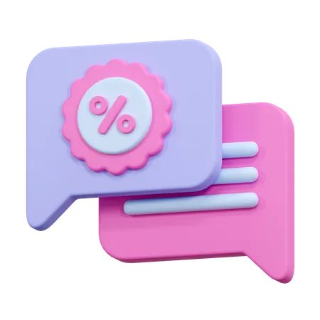 Chat Discount Illustration 3D Icon