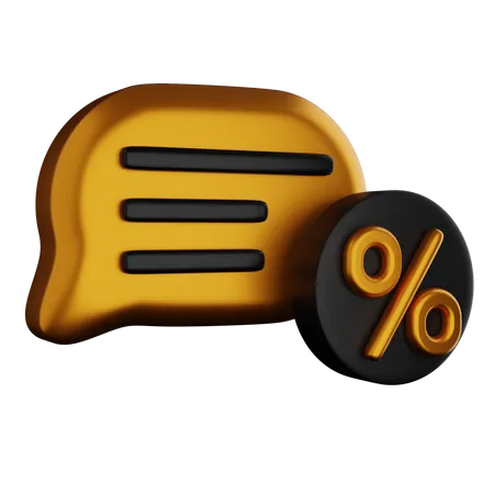 Chat And Percent Symbol 3 D Rendered And Graphic 3D Icon