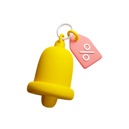 Notification Bell With Discount Label Download This Item Now 3D Icon