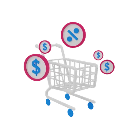 Discount Shopping Cart 3 D Digital Illustration For Your Project Exclusive On Iconscout 3D Illustration