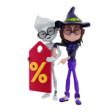Discount on shopping on halloween day 3D Illustration