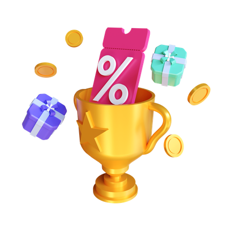 Discount On Trophy  3D Illustration