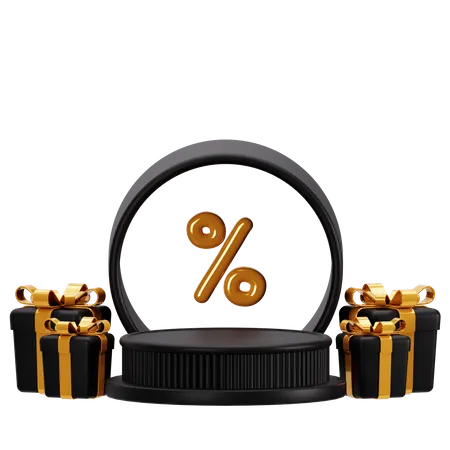 3 D Podium Black Friday With Gift Box 3D Icon
