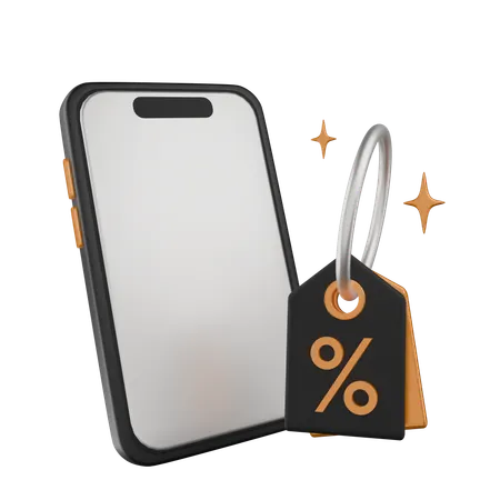 Discount Price Tag Received On Smartphone  3D Icon