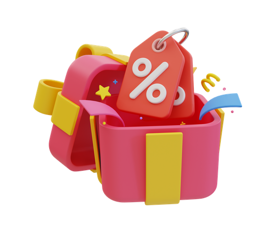 Discount Promotion Gift Box  3D Icon