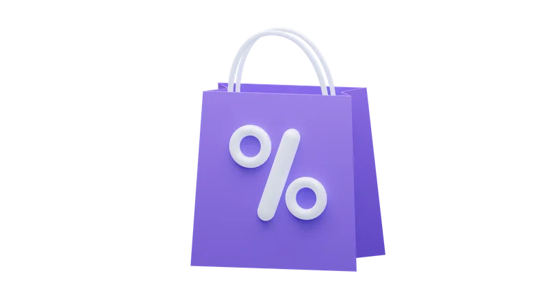 3 D Purple Package With A Percent Sign 3D Illustration