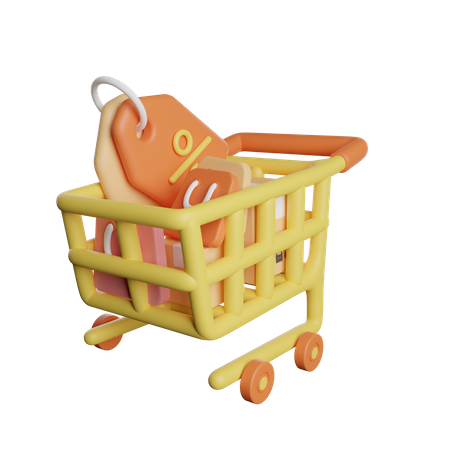 Discount Shopping Cart  3D Illustration