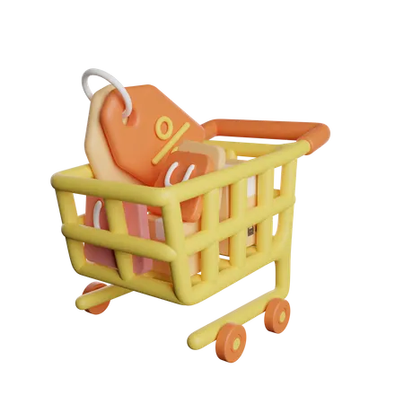 Discount Shopping Cart  3D Illustration