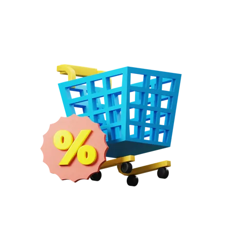 Discount Shopping Cart  3D Illustration