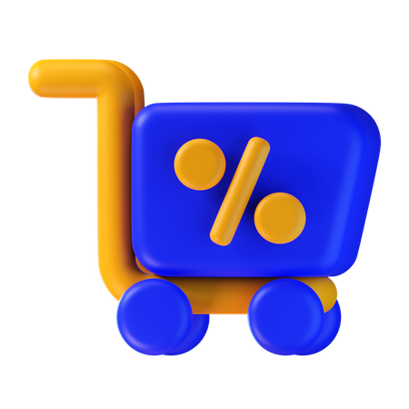 Discount Shopping Cart  3D Icon