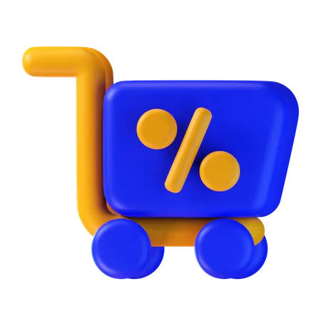 Discount Shopping Cart  3D Icon