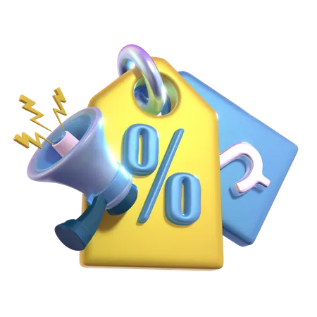 Announce Prices With Impact Using This 3 D Price Tag With Speaker Illustration 3D Icon