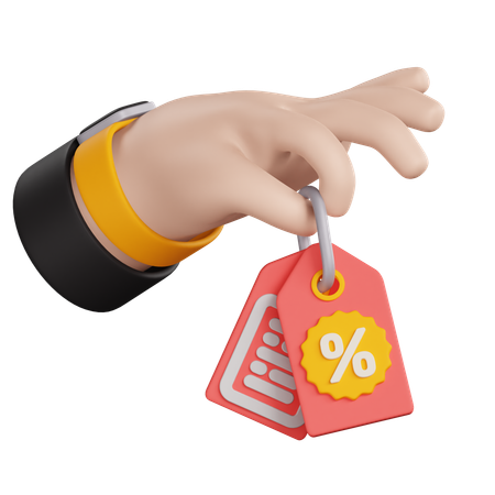 Discount Tag Hand Gesture  3D Icon