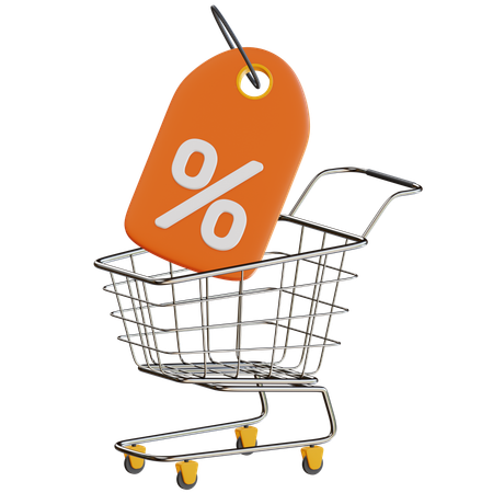 Discount Tag With Trolley  3D Icon