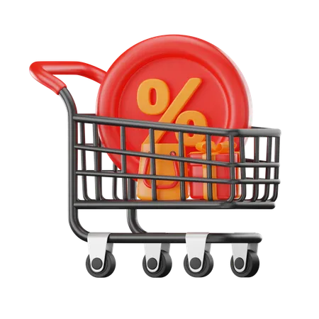 Discount Trolley  3D Icon