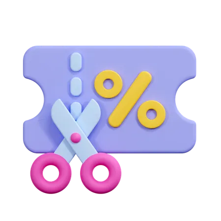 Voucher Scissor Illustration 3D Icon