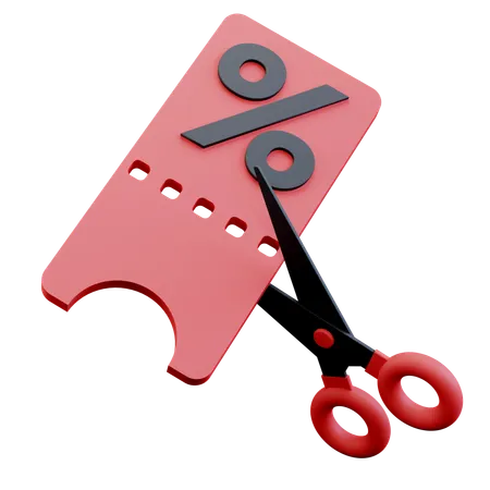 3 D Illustration Of Cutting Out Discount Vouchers 3D Icon