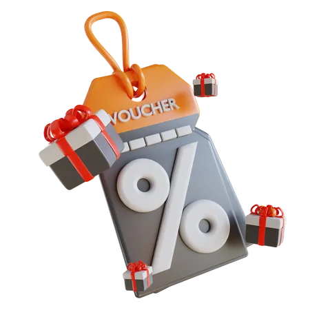 3 D Illustration Gift Box And Discount Voucher 3D Icon