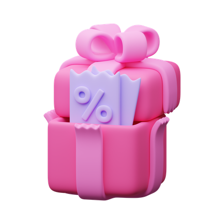 Discount voucher on gif box  3D Icon