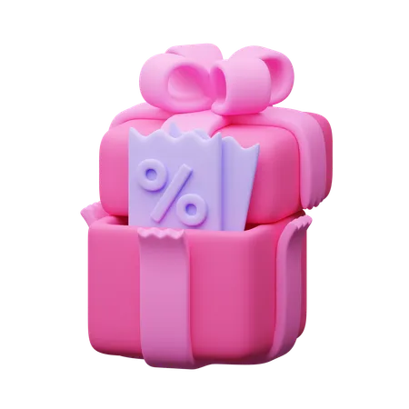 Discount voucher on gif box  3D Icon