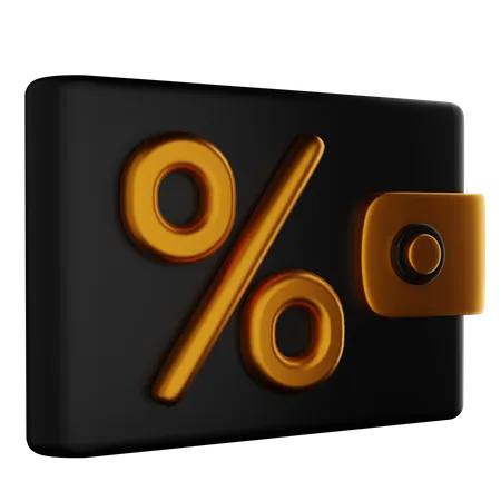 Wallet And Percent Symbol 3 D Rendered And Graphic 3D Icon