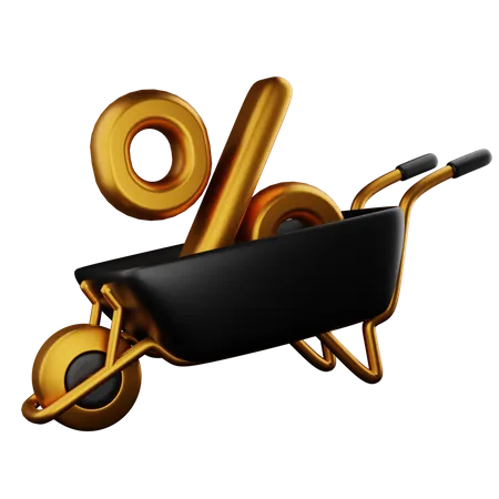Rickshaw And Percent Symbol 3 D Rendered And Graphic 3D Icon