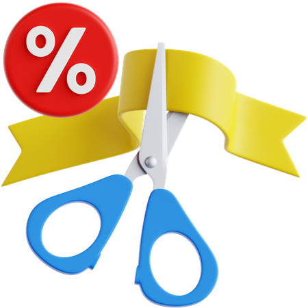 Discount With Scissor  3D Icon