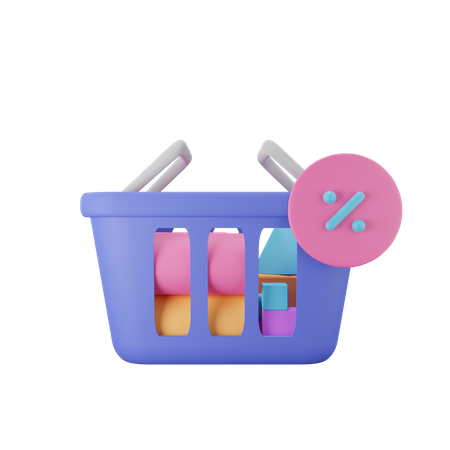 Discounted Basket  3D Illustration