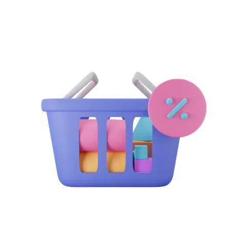 Discounted Basket  3D Illustration