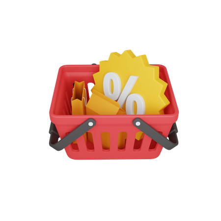 Discounted Basket  3D Illustration