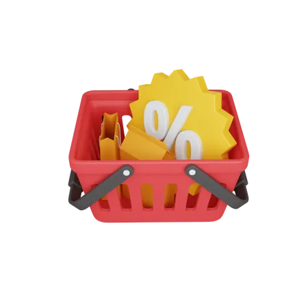 Discounted Basket  3D Illustration