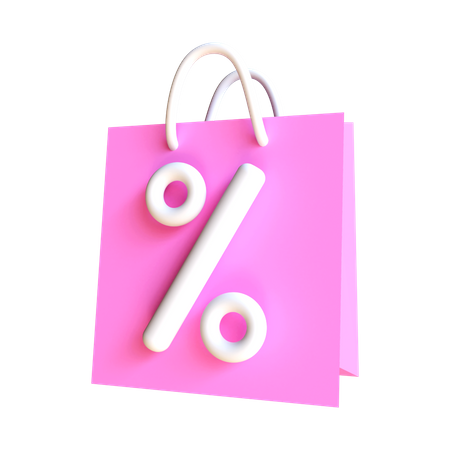 Discounted Shopping Bag 3D Illustration